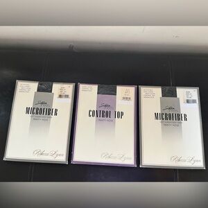 Set of 3 - NWT Silken Sheer Rebecca Lynn Stockings Control Top Pantyhose Black B